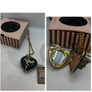Juicy Couture NEW Vintage Y2K Enamel Heart Crystal Lip Gloss Pendant Necklace L